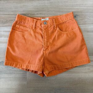 Vintage 90s Women’s Guess Orange Denim Shorts Size 28 100% Cotton Made In USA